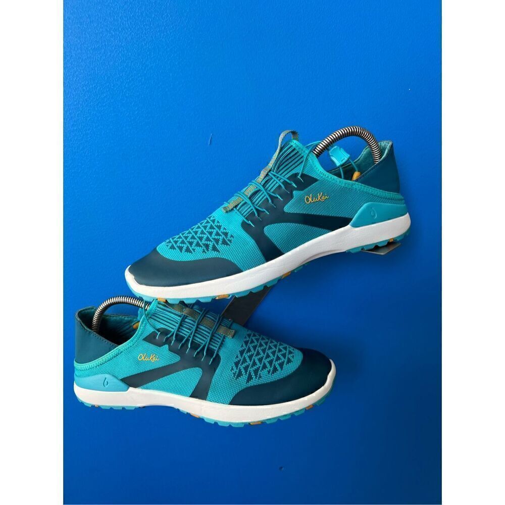 Olukai Miki Trainer Running Athletic Shoe Drop Heel Blue White Womens Size 9.5